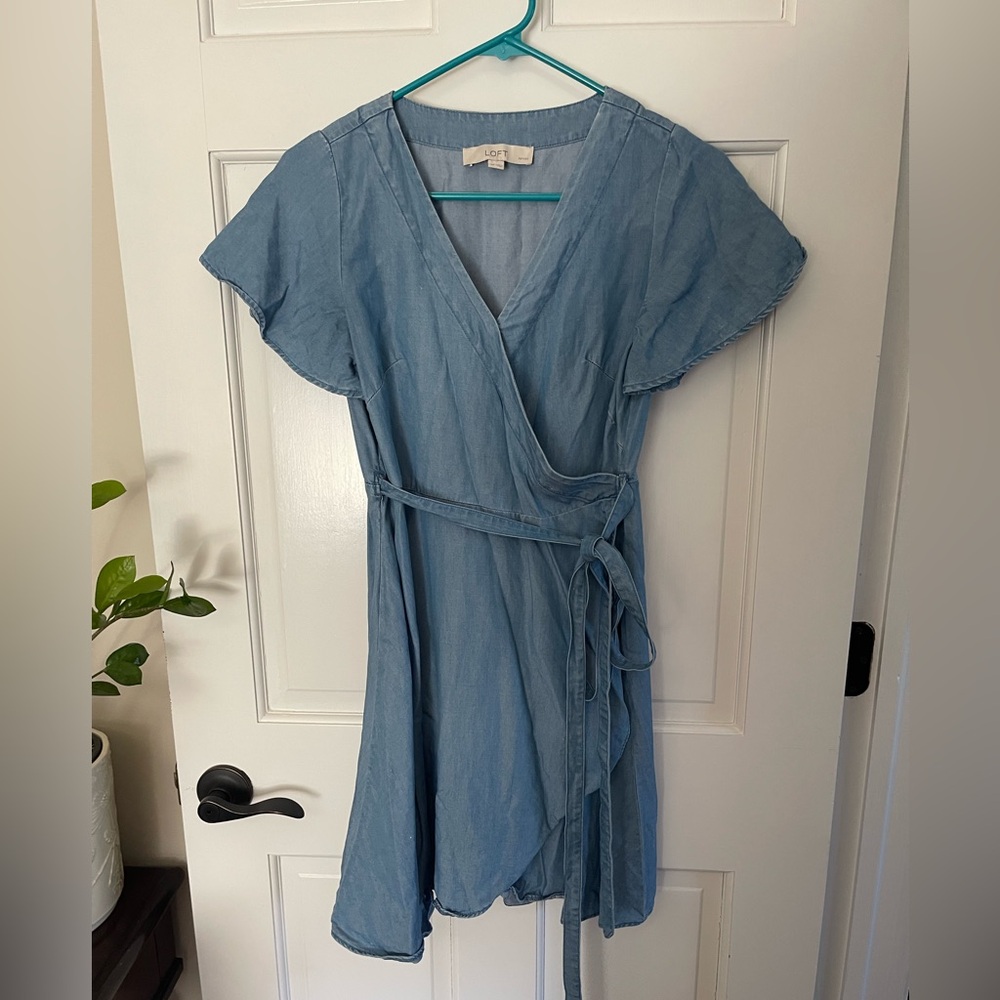 LOFT Chambray Wrap Dress